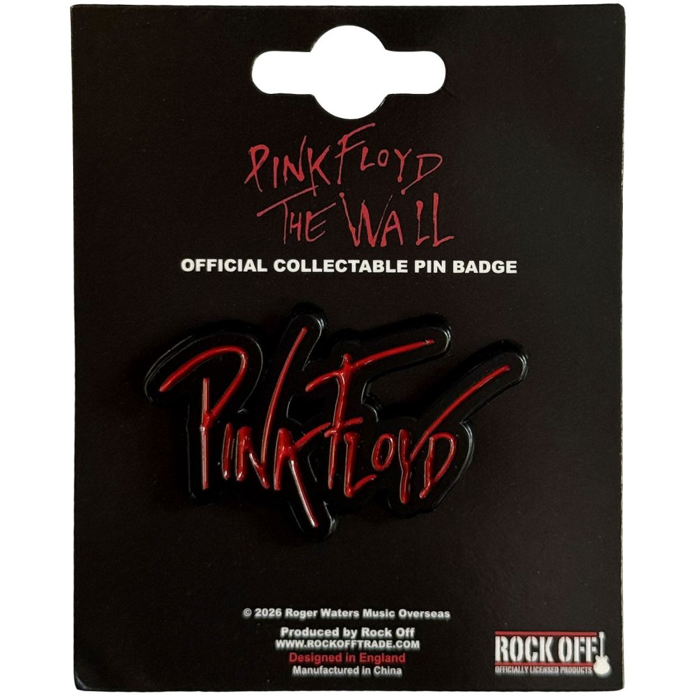 Pink Floyd - The Wall Text Logo Pin - Red/Black